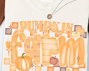 Pumpkin Farm PNG, Cute Fall Png, Checkered Fall Shirt Png, Preppy Pumpkin Shirt Png, Sublimation Design, Pumpkin Png, Pumpkin Farm Shirt Png