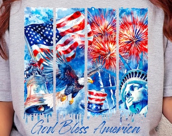 Dio benedica l'America PNG, Buon 4 luglio PNG, Pennellata del 4 luglio PNG, Maglietta del 4 luglio PNG, Patriottico PNG, USA PNG, Cristiano PNG