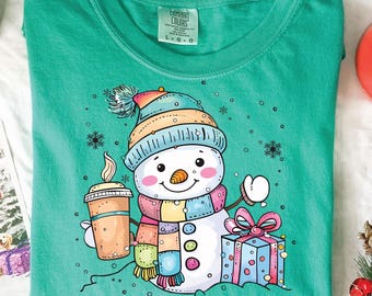 Christmas Png, Snowman Png, Coffee Png Snowman Design, Winter Snowman Png, Snowy Winter, Adorable Snowman DTF Sublimation, Christmas Present