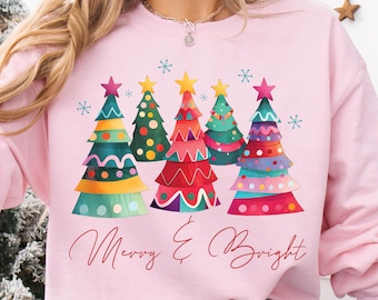 Christmas Png, Christmas Trees Png, Merry Christmas Shirt Digital Design, Merry And Bright Png, Christmas Design DTF, Colorful Holiday Png