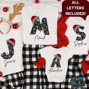 Camisetas navideñas familiares a juego con nombre personalizado Png, Navidad familiar Png, Camiseta navideña personal Png, Vacaciones grupales en pareja Png