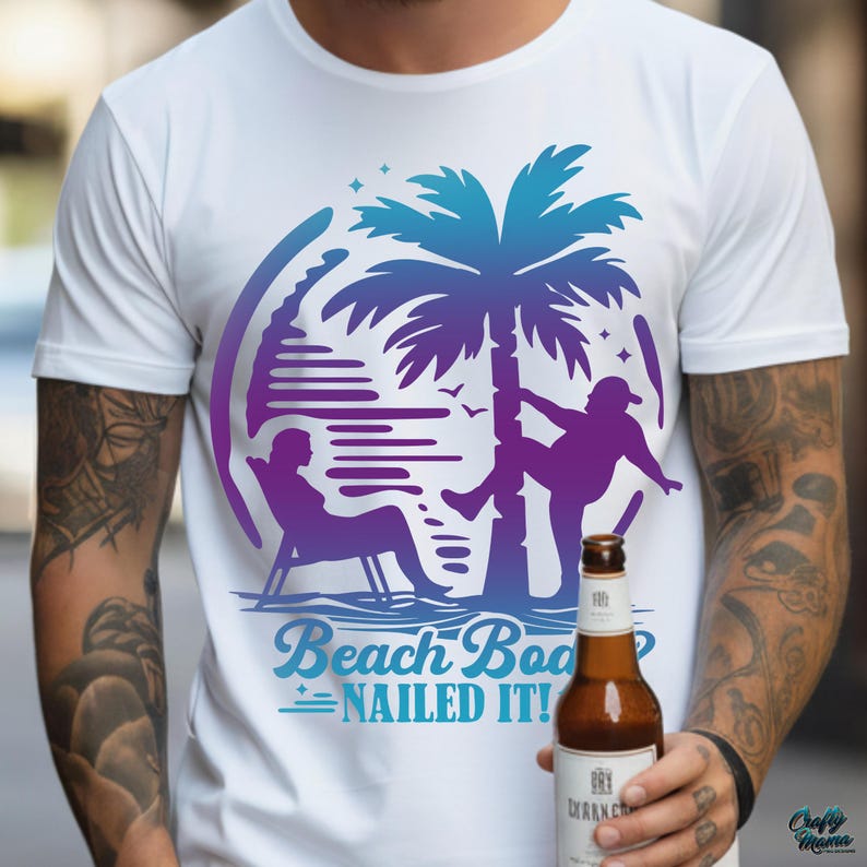 Grappig strand png, strandlichaam genageld, grappig strandshirt heren png, papa bod png, zomer png sublimatie ontwerpen, digitale downloads afbeelding 2