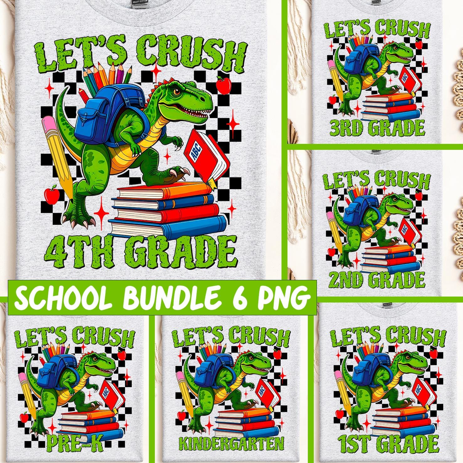 Crushing School PNG Bundle, Teacher Png, Dinosaur School Shirt Png, Trendy School Shirt Png, School Sublimation Designs, School Dinosaur Png