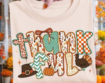 Coquette Fall PNG, Retro Checkered Thankful Png, Fall Sublimation Design, Leopard Print Thanksgiving Png, Pumpkin Png, Thankful Shirt Png