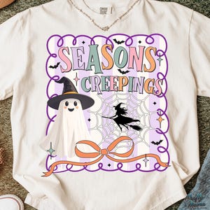 Cute Seasons Creepings PNG, Preppy Halloween Png, Trendy Halloween Shirt Png Design, Girly Coquette Halloween Png, Spooky Sublimation Design