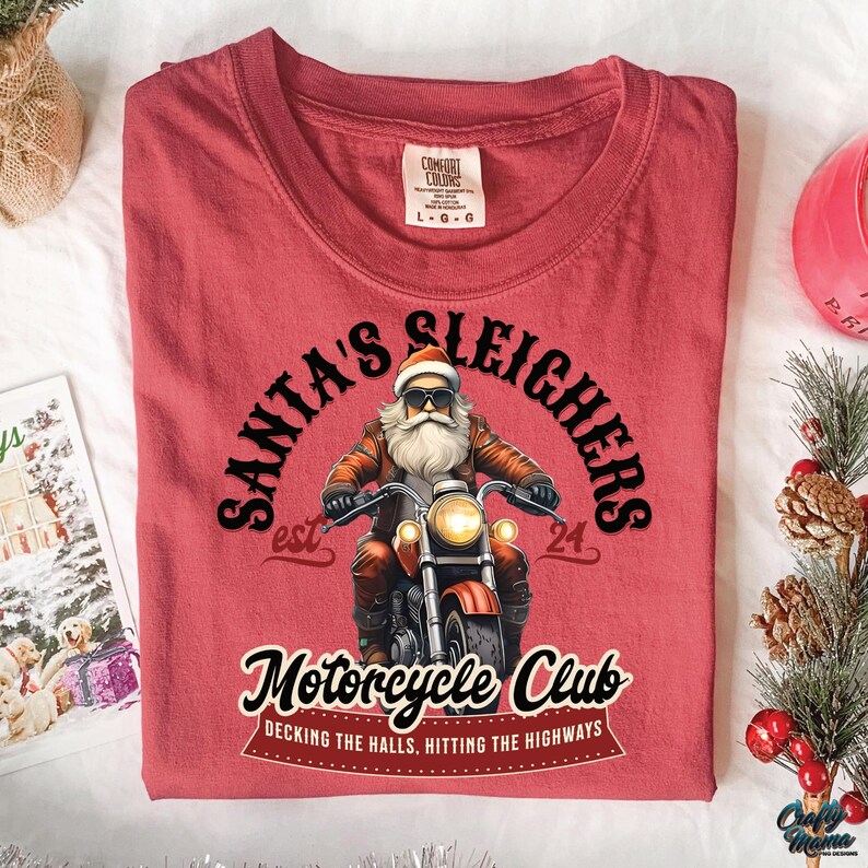 Papá Noel en moto PNG, Navidad divertida PNG, Club de motociclistas de Santa Claus, Club de motociclistas navideño PNG, Papá Noel motero malvado PNG, Papá Noel genial imagen 3