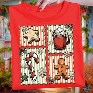 Coquette Christmas PNG, Retro Gingerbread Man Png, Retro Candy Cane Png, Sublimation Designs, Hot Cocoa Png, Snowflakes Png, Star Cookie Png