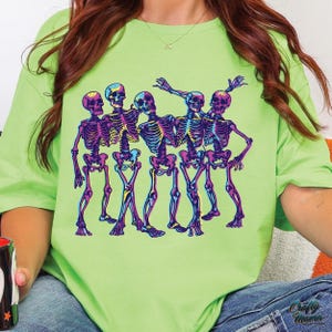 Neon Skeletons PNG, Neon Halloween Png, Neon Halloween Shirt Png, Halloween Skull Png, Spooky Png, Halloween Skull Sublimation image 7