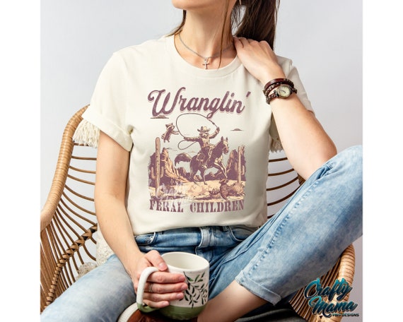 Wranglin Feral Kids PNG File, Funny Western Png, Funny Mom Png, Feral Png, Funny Png, Feral Shirt Png, Western Raccoon Png, Funny Mom Quote