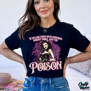 Grappig Halloween-png-bestand, als ze met vriendelijkheid doden niet werkt, probeer dan gewoon vergif png, grappige heks png, coquette halloweenshirt png afbeelding 6