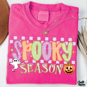 Spooky Season PNG, Halloween Png, Trendy Halloween Shirt Png, Spooky Sublimation Designs, Retro Checkered Spooky Season Shirt Png, Ghost Png