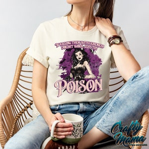 Grappig Halloween-png-bestand, als ze met vriendelijkheid doden niet werkt, probeer dan gewoon vergif png, grappige heks png, coquette halloweenshirt png afbeelding 8