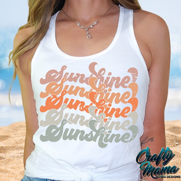 Summer Png, Beach Png, Sunshine Png, Summer Aesthetic Tee Design, 70s Png, Summer Shirt Png File For Sublimation, Stacked Sunshine Retro Png