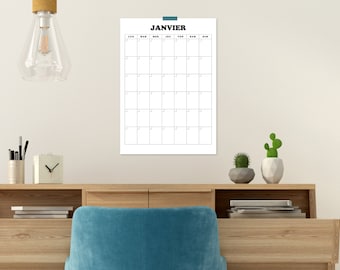 Monthly calendar to print undated | Monthly planner | A4, A5, A3 | Personalized organization | PDF template to download