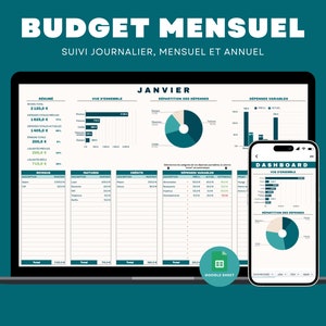 Modèle BUDGET MENSUEL Google Sheets Planner Budget Modèle Finance Tracker Gestion financière Budget Tableur Planificateur financier image 1