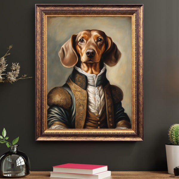 Vintage Print Wall Art - Home and Wall Decor -Vintage Classical painting - Dachshund - Teckel - Wiener Dog - Dog wall art - Animal - Dog