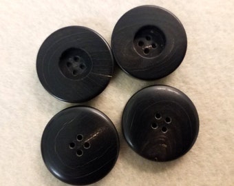 Lot de 4 boutons en véritable corne de buffle, noir