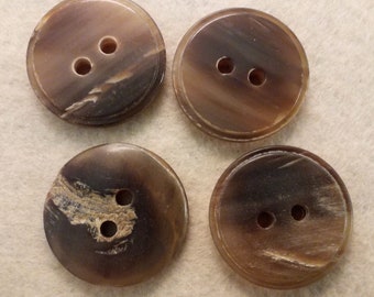 Set of 4 buttons real buffalo horn, natural
