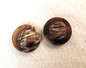 Set of 2 buttons real buffalo horn, natural brown