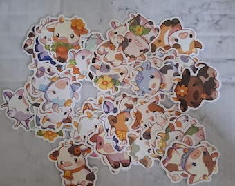 Juego de 5 pegatinas de vacas bonitas