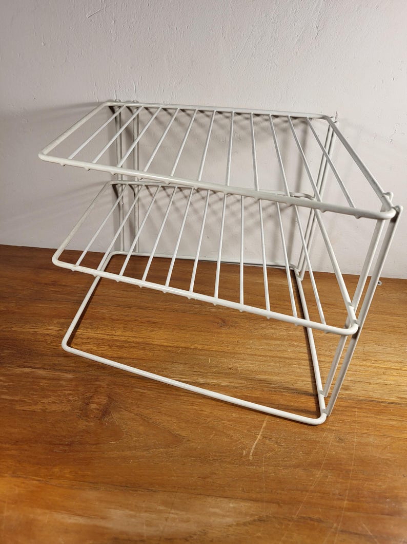 Vintage Plate Rack. Cabinet Organizer. White Metal. 1960s and 70s ...
