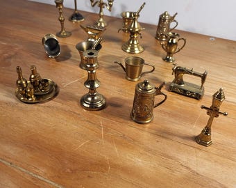 Vintage copper miniatures, typecase, collectible.
