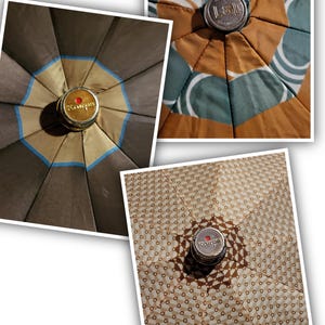 Vintage folding umbrella in beautiful condition. Variations, beige, brown and orange. 1960s.
