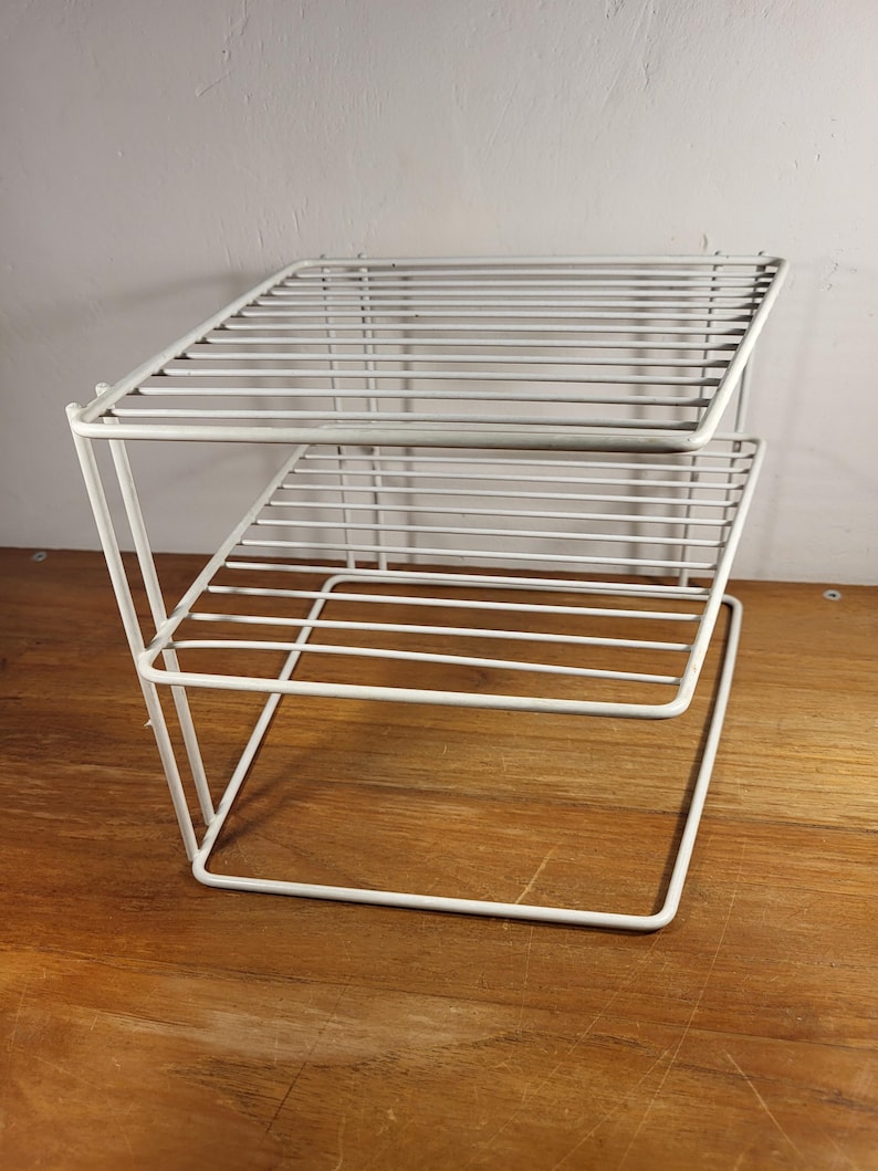 Vintage Plate Rack. Cabinet Organizer. White Metal. 1960s and 70s ...