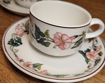 Villeroy & Boch vintage, tazza in porcellana. Tazza da tè in porcellana con immagine di convolvolo rosa. Lavabile in lavastoviglie e adatta al microonde.