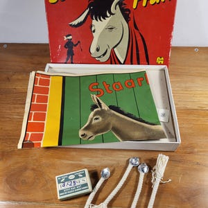 Vintage Pin the tail on the donkey. Board game. Birthday party.