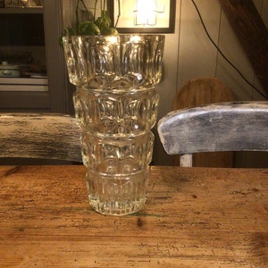 Vintage glass vase, 70s, facet cut