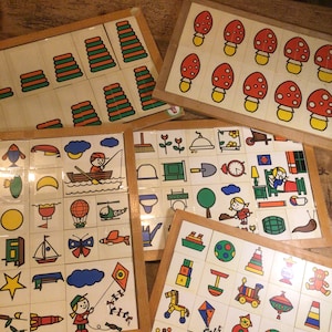 Vintage Educo search picture puzzle, child and discover.