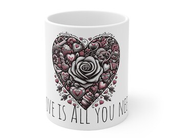 Ceramic Coffee Cups, 11oz, 15oz Love is All you need