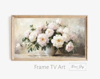Blush Peonies Frame TV Art: Romantic Cottagecore Floral (4K Digital Download