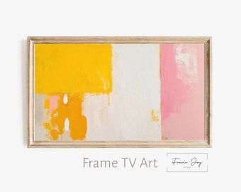 Abstrakcyjna ramka TV Art: Różowo-żółta, nowoczesna, cyfrowa wersja do pobrania (rozdzielczość 4K)