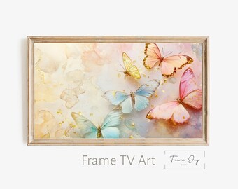 Butterfly Frame TV Art | Pastel Watercolor Wall Decor (Digital Download)