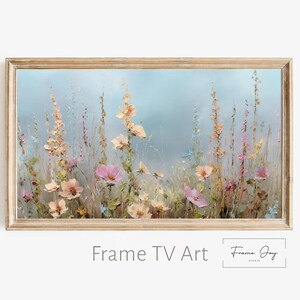 Buntes Wildblumenfeld Rahmen TV Kunst - Digital Download Ölgemälde für Samsung Frame TV, Sommer Blumen Wandkunst für Wohnzimmer - 4K