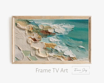 Coastal Frame TV Art: Textured Seascape Painting (Digital Download 4K JPG)