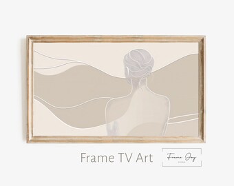 Minimalist Woman Line Art for Frame TV, Neutral Colors (Digital Download)