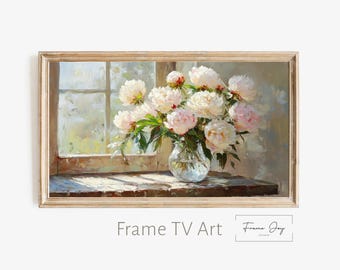 Peony Bouquet Frame TV Art | Cottagecore Floral Painting (Digital Download)