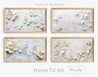 Neutralna ramka z motylem, grafika telewizyjna: beżowy minimalistyczny, 4K, pobieranie cyfrowe