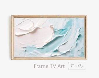 Minimalistyczna, abstrakcyjna sztuka w kolorze wody na telewizor Samsung Frame: Coastal Digital Download (4K)