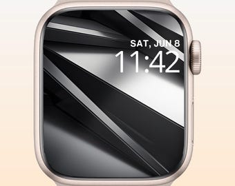 Minimalistyczna czarna geometryczna tapeta na smartwatch, nowoczesne ciemne tło tarczy zegarka AMOLED