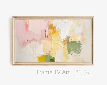 Abstrakcyjny obraz olejny wykonany pastelami, nowoczesna rama, sztuka telewizyjna (pobranie cyfrowe)