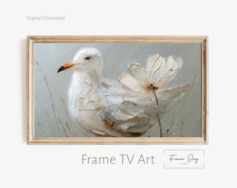 Grafika na ramce telewizora Samsung z motywem kwiatowym i motywem nadmorskim (do pobrania w wersji cyfrowej)