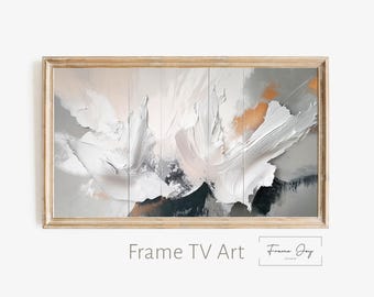 Abstract Brush Stroke Art for Samsung Frame TV | Beige, White (Digital Download)