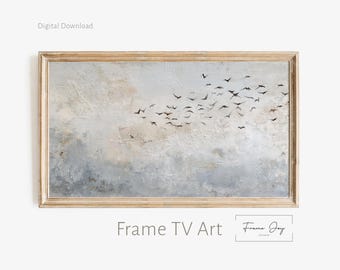 Coastal Birds lijst tv-kunst, getextureerd zeegezicht (digitale download)
