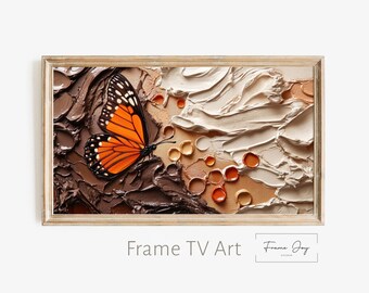 Monarch Butterfly Textured Painting: Earth Tones Frame TV Art (Digital Download)
