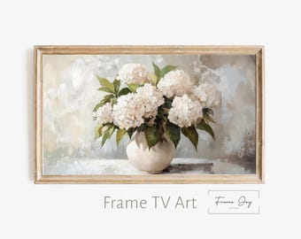 Bukiet hortensji w kolorze neutralnym, beżowa kwiatowa grafika telewizyjna (do pobrania w wersji cyfrowej)