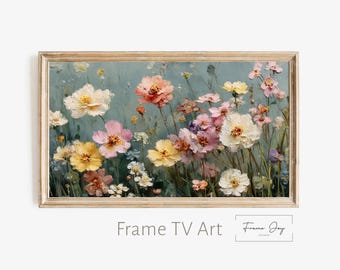 Wildflower Field Frame TV Art: Summer Floral Oil Painting (Digital Download 4K)